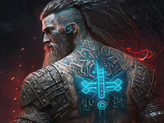 Hero's Journey Business Illustration Beowulf and AI